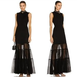 NWT Staud Black Daffodil Sleeveless Tiered Hem Maxi Dress Size Medium